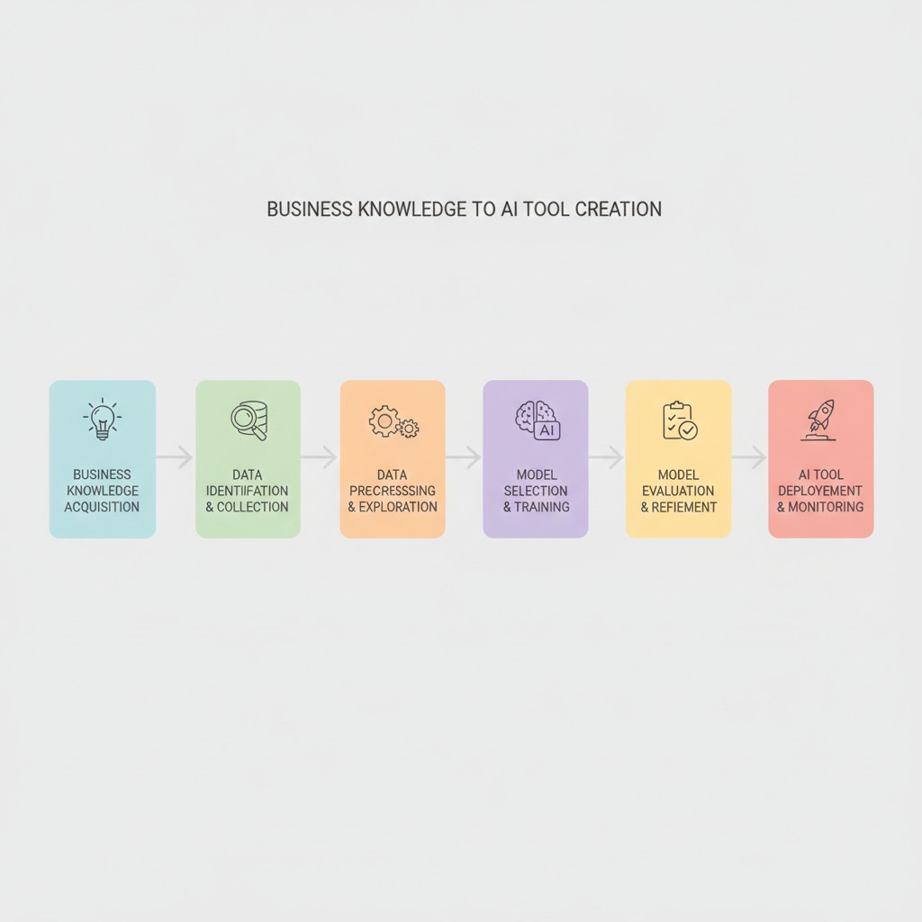 diagram showing steps from business knowledge to AI tool creation