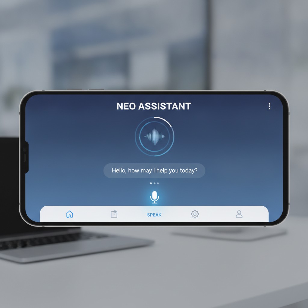 AI voice assistant interface on a modern smartphone screen