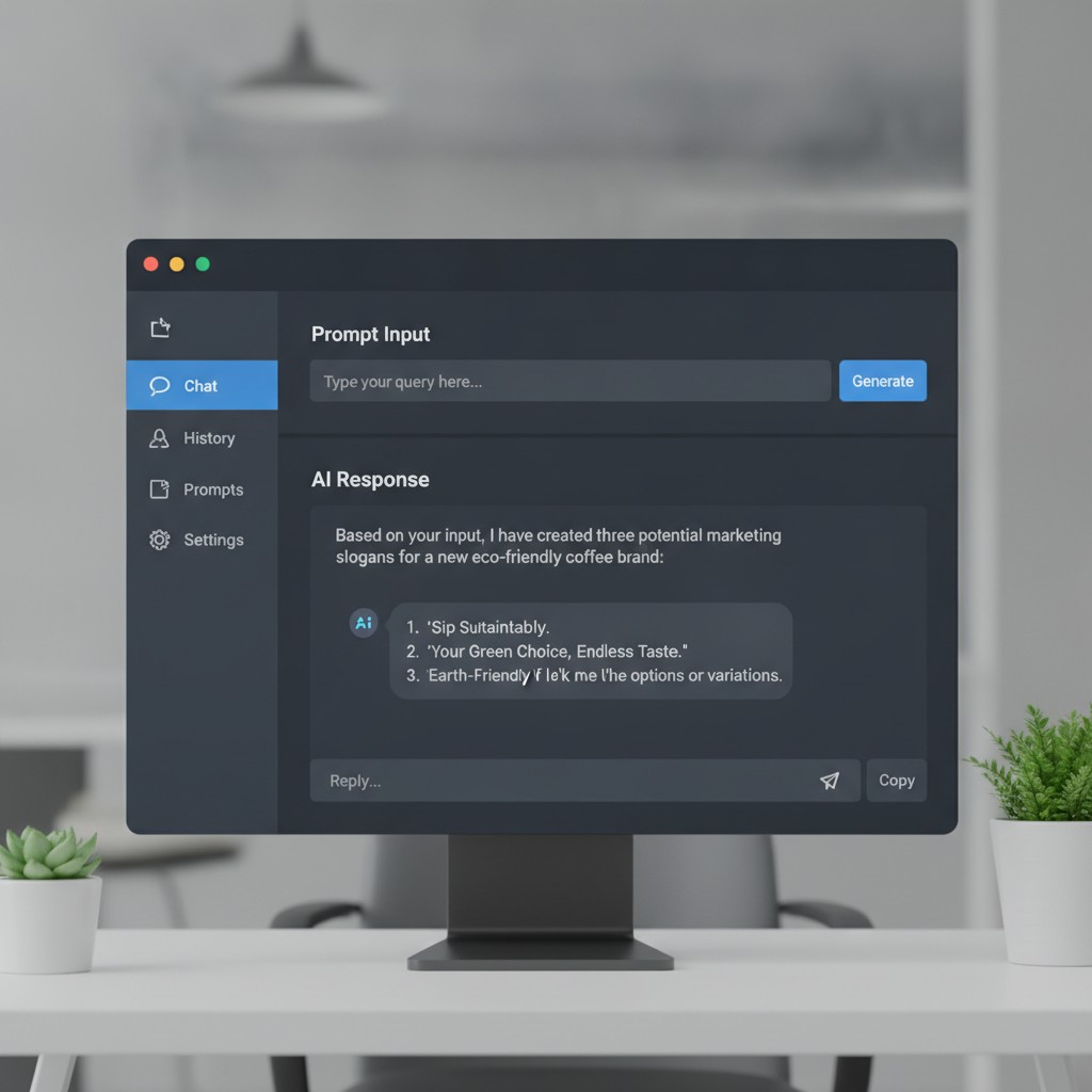 user interface of an AI chatbot displaying text generation results